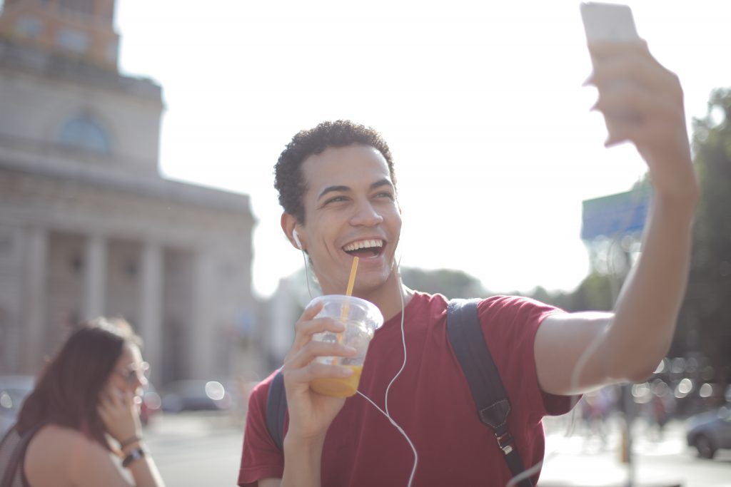 Man Happy on Social Media