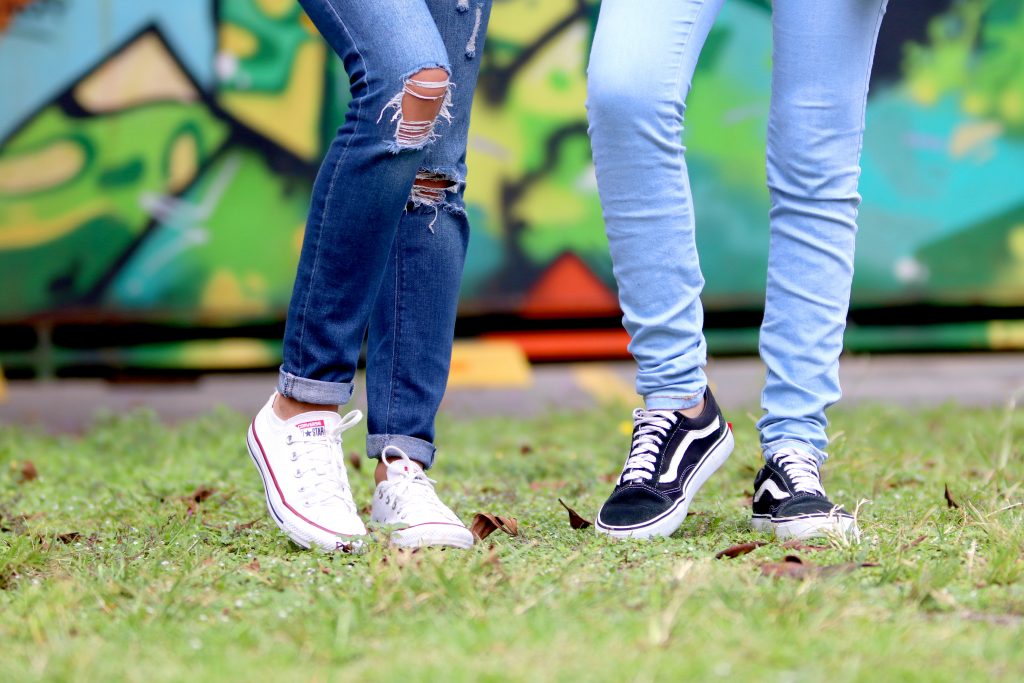 Two people stand together