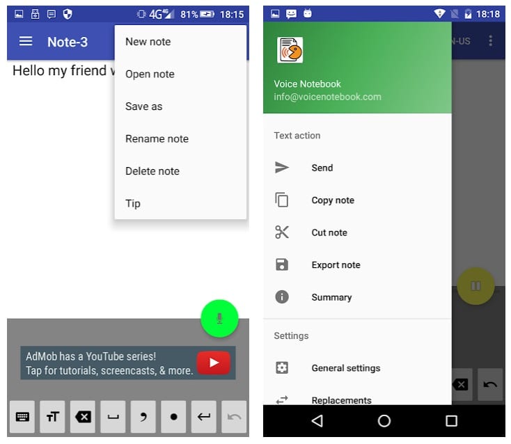 Voice Notebook app android